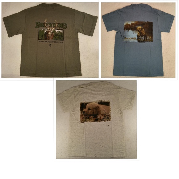 Browning Other - 3-pk Kids T-Shirt Blue Green Tan Dog Hunting S M L